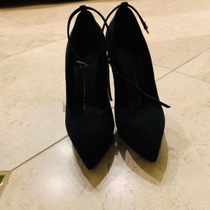 Giuseppe Zanotti black suede leather platform pump